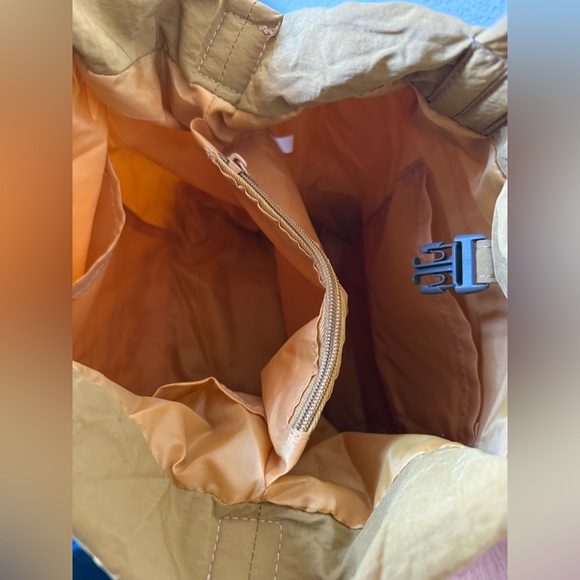 Yellow Women’s Nylon Tote Bag w/ Crossbody Strap/ Bag Scarf - Picture 3 of 5